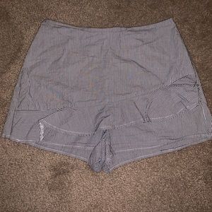 Striped Cotton Ruffle Shorts